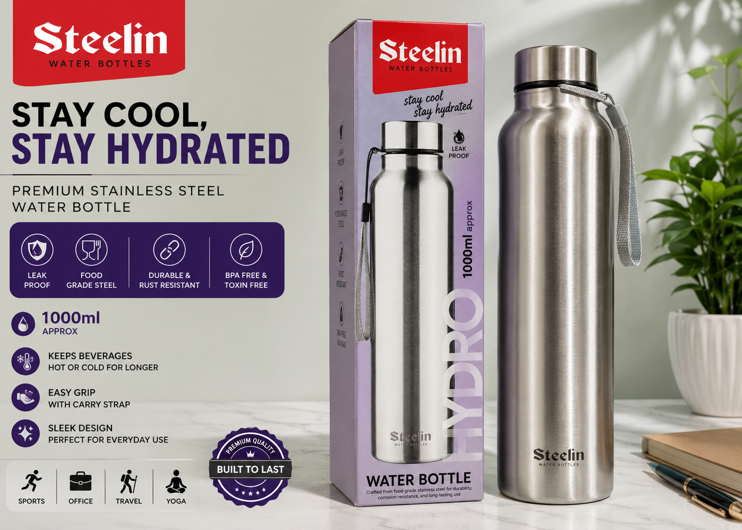 Steelin Premium Stainless Steel Water Bottle